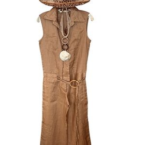 Zara Basic Cargo Safari Jumpsuit Khaki Size Medium